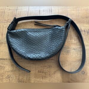 AllSaints Half Moon Snake Embossed
Leather Crossbody Bag
